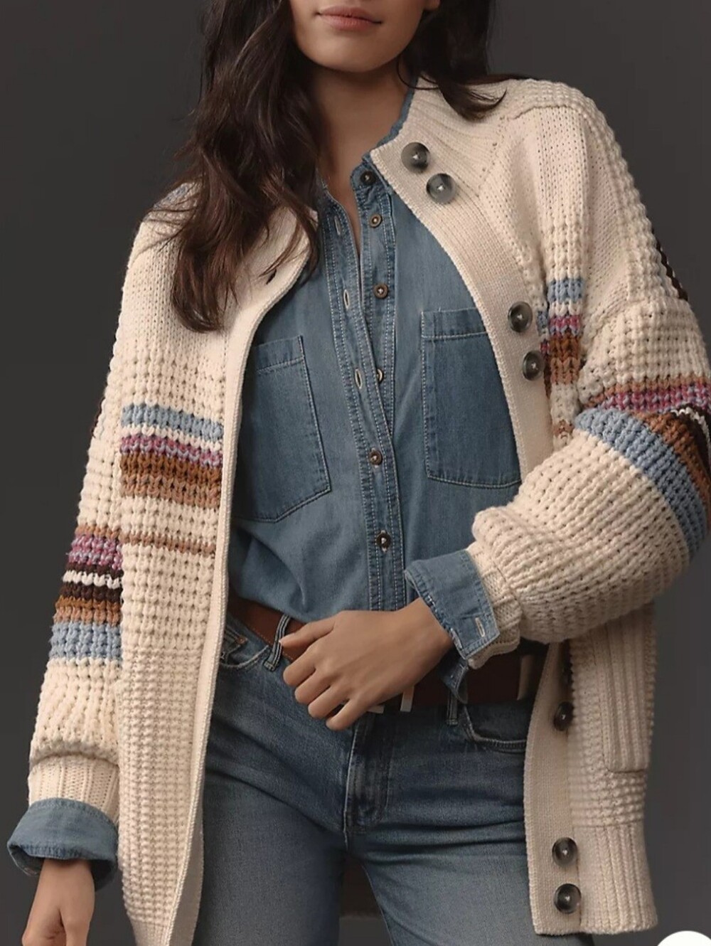 Anthropologie Maeve Highribbed Mock Neck Collar Cardigan. Sweater